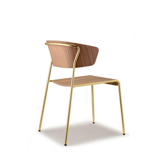 Scab Lisa Wood armchair satin brass legs - american walnut wood seat - Buy now on ShopDecor - Discover the best products by SCAB design
