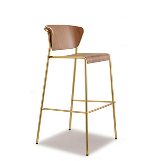 Scab Lisa Wood stool h. 75 cm satin brass legs - american walnut wood seat - Buy now on ShopDecor - Discover the best products by SCAB design