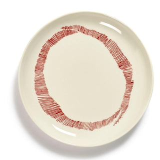 Serax Feast dinner plate diam. 19 cm. white swirl - stripes red - Buy now on ShopDecor - Discover the best products by SERAX design