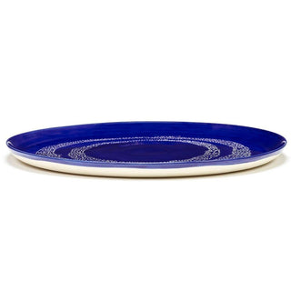 Serax Feast serving plate diam. 35 cm. lapis lazuli swirl - dots white - Buy now on ShopDecor - Discover the best products by SERAX design